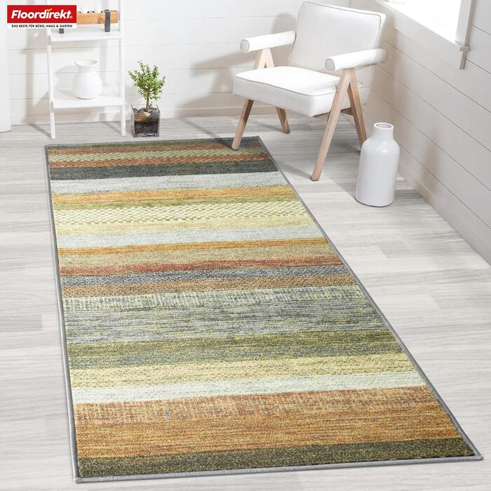 Килимок для підлоги Floordirekt для кухні, коридору та вітальні - килимок на замовлення, метр - килимок для коридору, килимок для кухні, килимок для вітальні (80 x 200 см, Naxos - Бежево-червоний)