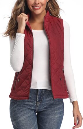 Жіноча жилетка LONGKING легка з коміром, без рукавів, червона. Ідеальна для активного відпочинку та повсякденного носіння.