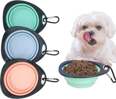 3 складні миски для собак, силіконові дорожні миски для води та їжі, портативні миски для тварин з карабіном