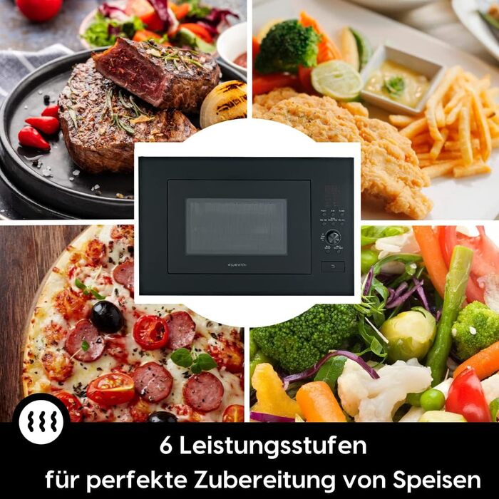 Вбудована мікрохвильова піч Wolkenstein WMW900-25GB EB | 900 Вт, 25 л, 8 програм, чорний колір