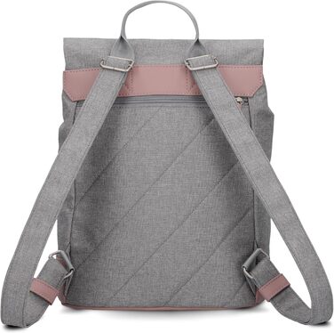 Two Ladies' Backpack Olli OR13 Daypack 7 Liter, robust, durable, water-resistant, padded back panel, main compartment with zipper, hidden pocket, mobile phone pocket, slip pockets, padded laptop compartment (Powder)