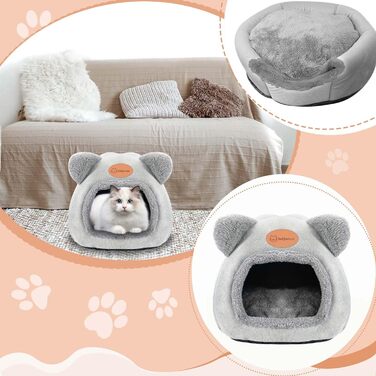 Кігтеточка-будиночок для котів, м'яке ліжко-хатинка, тепла кімната для відпочинку, сірий колір