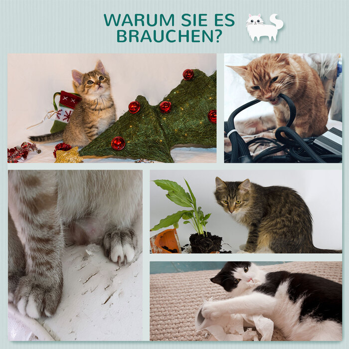 PawHut Настінна кігтеточка для котів, 66x28x137 см, кріплення до стіни з дерева у світло-сірому та бежевому кольорах, ідеально підходить для любителів котів