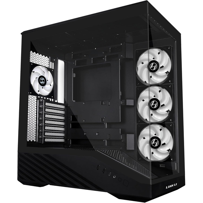 Корпус для ПК Lian Li Vector V100 чорний – ATX Midi Tower з темперованим склом, RGB-підсвічуванням, 4 x 120 мм вентилятори, підтримка радіатора 360 мм, GPU до 415 мм, сумісний з Back Connect