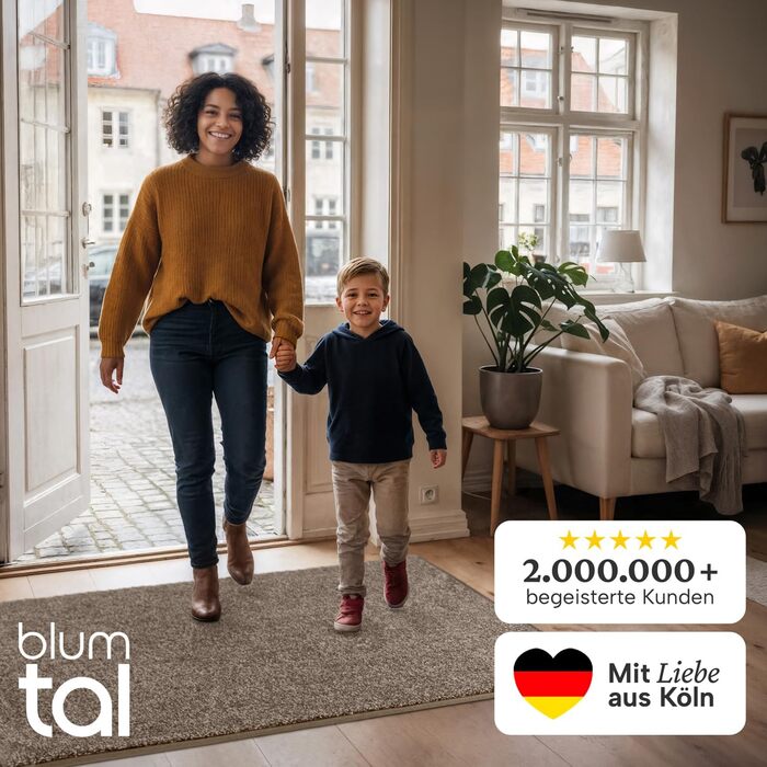 Килимок вхідний Blumtal 86x150 см, вологостійкий грязезахисний килим з мікрофібри та протиковзким TPR-покриттям, бежевий