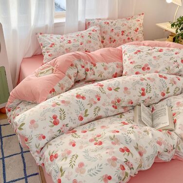 Блискуча постільна ковдра Bunt Blumen з бавовни 100x135 см, рожево-біле забарвлення, для дітей, з квітковим малюнком, комплект (ковдра + 1 подушка)