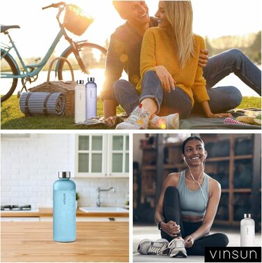 VINSUN Water Bottle 650ml, 1000ml, 1500ml - Leak-proof, Carbonated Drink Compatible, BPA-free, Tritan - Lightweight Water Bottle for Sports, Outdoor Activities, School, Cycling, Office (650 ml, Transparent)