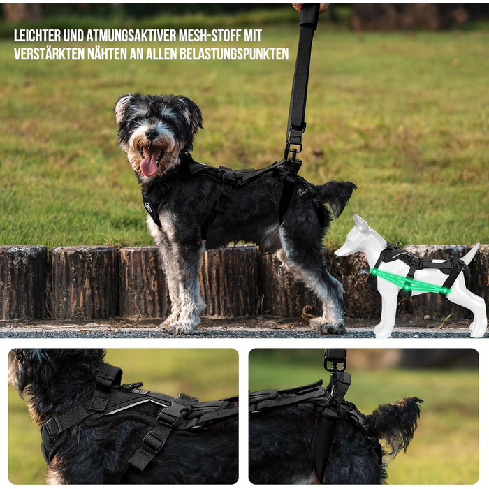 Шлейка для собак OneTigris Hopper для підтримки та реабілітації, чорна, XS (3-5 кг)