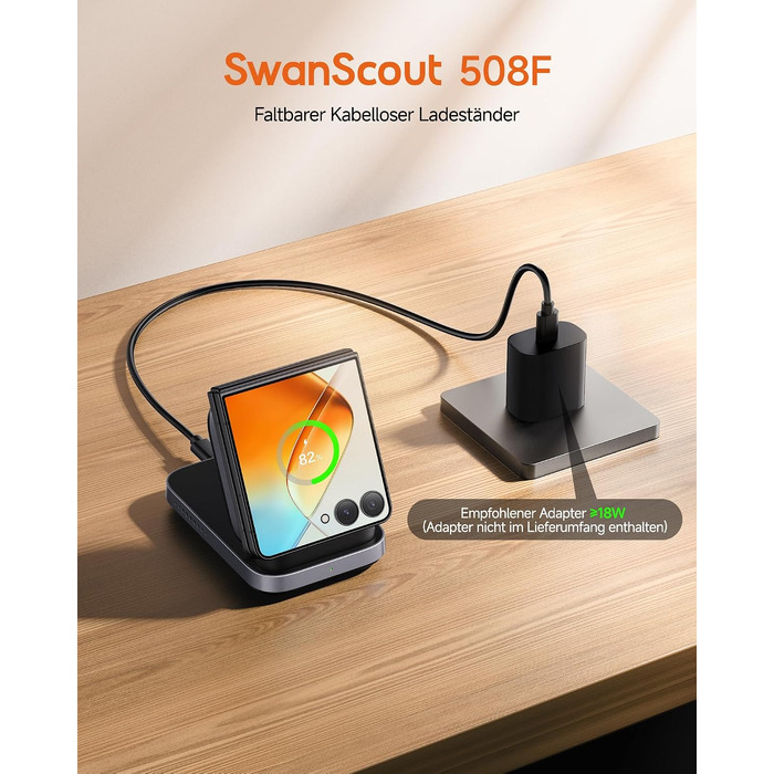 Індукційна зарядна станція SwanScout для Samsung Galaxy Z Flip 6/5/4/3 та Z Fold серії, бездротовий зарядний пристрій