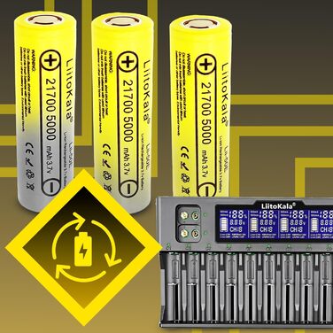Зарядний пристрій Retoo для акумуляторів AA, AAA, 9V NI-MH/NI-CD, Li-ion 3.70V/3.80V, LiFePO4 3.20V, 12 слотів, швидка зарядка з LCD дисплеєм, чорний
