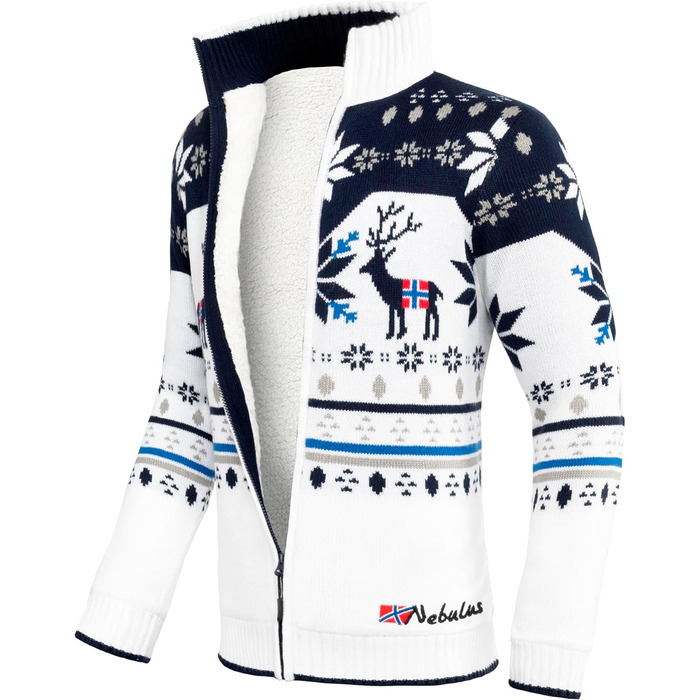 Чоловіча в'язана куртка Nebuus SVERRE, тепла та практична, колір Offwhite-navy (XL)