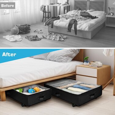 Органайзери для зберігання під ліжком Xtsuen (2 шт.) з металевим каркасом та колесами, велика місткість, для одягу, взуття, ковдр