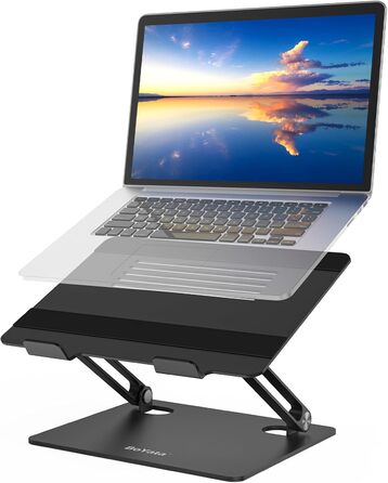 Adjustable Laptop Stand with Cooling Fan - Universal for 11-15 inch Laptops (MacBook Pro/Air, Dell, Samsung, HP) - Black