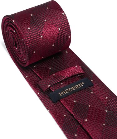 HISDERN Комплект краватки та нагрудного хустинки для чоловіків (червоно-білий)