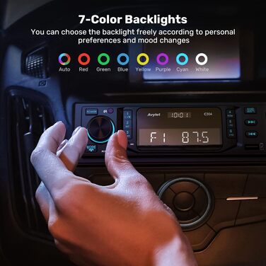 Автомагнітола 1 DIN Avylet Bluetooth 5.0, RDS/FM/AM, 7 кольорів підсвітки, USB, AUX-IN, MP3, підтримка 30 радіостанцій, функція гучного зв'язку