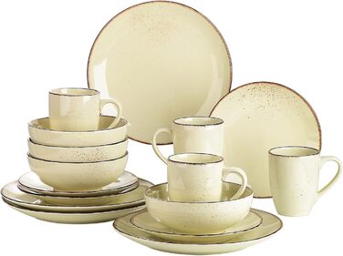 Набір посуду Vancasso NAVIA, 16 предметів, кераміка, для 4 осіб, розпис, тарілки, салатники, миски, кремовий