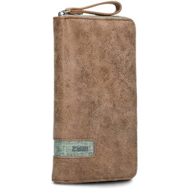Two large women's wallets/purses O.Wallet OW2 brown vintage-style wallet, wallet with all-around zipper, 15 card slots, 2 bill compartments, coin pocket & viewing window