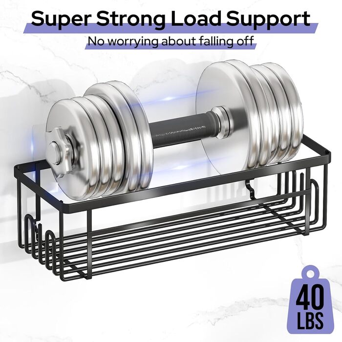 Дзеркальна поличка для душу Alyvisun з нержавіючої сталі (2 шт.) з мильницею та гачками - без свердління