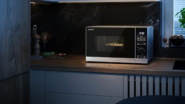 Мікрохвильова піч SHARP PS254AES, 900W, срібна, 10 рівнів потужності, функція розморожування