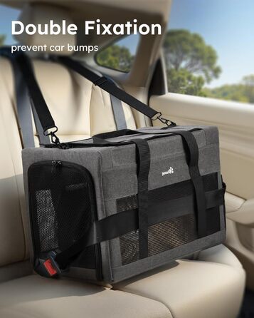 Транспортна сумка для котів Pecute Katzentasche - переноска для котів та маленьких собак, 47 x 33 x 30 см, сіра