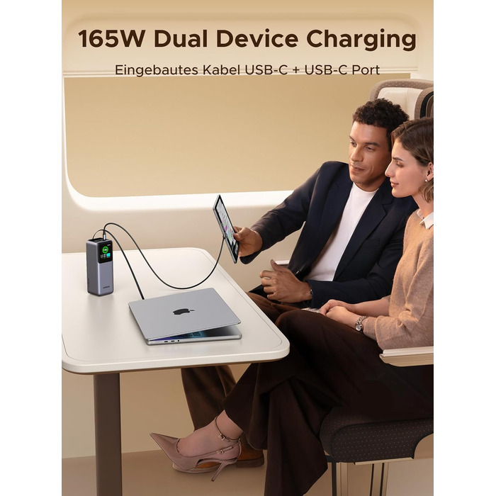Power Bank UGREEN Nexode 20000mAh, 165W, Кабель 65см, Сумісний з iPhone, Galaxy, MacBook, Dell