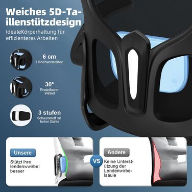 Офісний крісло з підголівником та підтримкою попереку, ергономічне, з регулюванням нахилу до 130°, з відкидними підлокітниками, поворотне, чорне, модель Ⅰ, до 150 кг