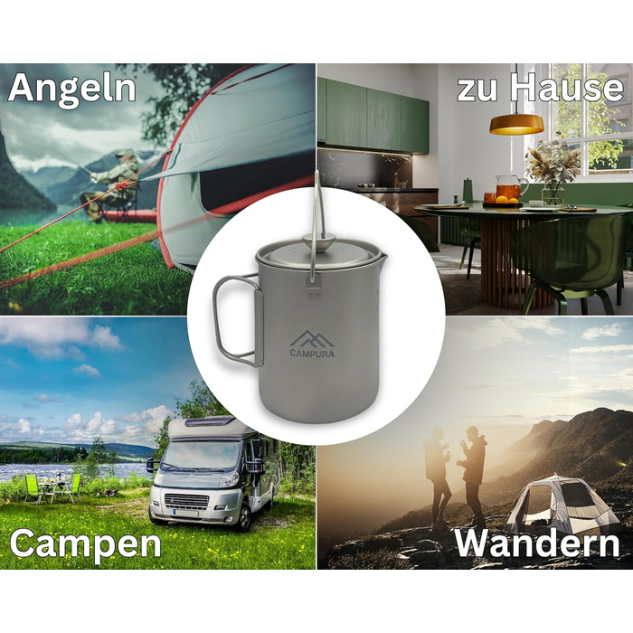 Титанова френч-прес 750 мл - Ultraleicht & Robust - Титановий посуд для приготування кави для кемпінгу, трекінгу та відпочинку на природі