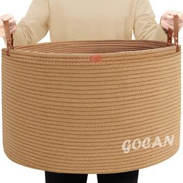 Великий кошик для зберігання GOCAN XXXL, 56×56×36 см, бавовняне плетене джутове волокно, з ручками, для іграшок, пледів, вітальні