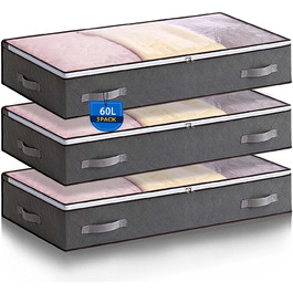 Комод під ліжко Boic 2 шт. 60л, ящик для зберігання з кришкою, велика коробка для постільної білизни, ковдр, одягу