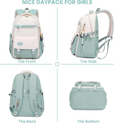 Шкільний рюкзак IvyH для підлітків, великий водонепроникний, зелений, для дівчаток та хлопчиків, 3-9 клас, старша школа, коледж, подорожі