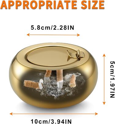 Попільничка з кришкою з нержавіючої сталі Golden S-Gold (S-Gold)