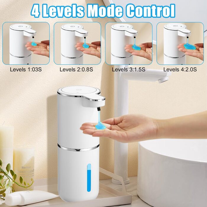 Автоматичний диспенсер мила з піни, 380 мл, сенсорний, USB, водонепроникний, для кухні, ванної, школи, готелю, білий (рідина)