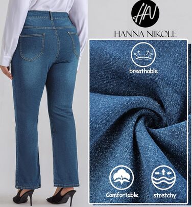 Жіночі джинси Bootcut Hanna Nikole великого розміру, висока талія, блакитний денім, еластичні