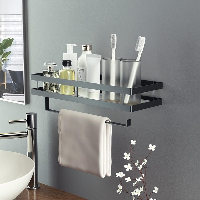 Настінна полиця для спецій та кухонного приладдя, чорна (35 см, 2 шт.)