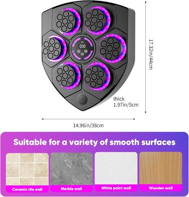 Музична боксерська машина AHWOiHS з LED-підсвіткою, 9 швидкостей та 9 режимів тренування для дітей та дорослих