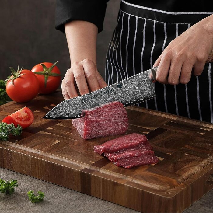 Ніж кухарський Wakoli EDIB Pro Kiritsuke Damast (VG10) 20 см, ручка Pakka, подарункова коробка, гравіювання