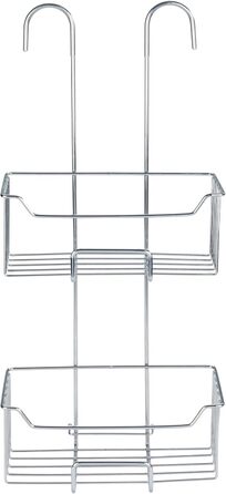 WENKO Thermostat Shower Caddy Model Milo, 2 Tiers, Shower Shelf for Hanging on the Faucet, Stainless Steel (Rust-Proof) Shelf, 25 x 55 x 14 cm, Glossy