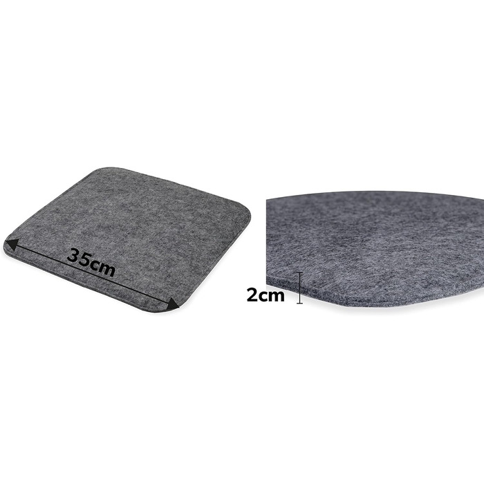 Набір із 4 фетрових подушок для стільців Sunnypillow 35x35 см, квадратні, сірої, для стільців і лавок, для дому та вулиці