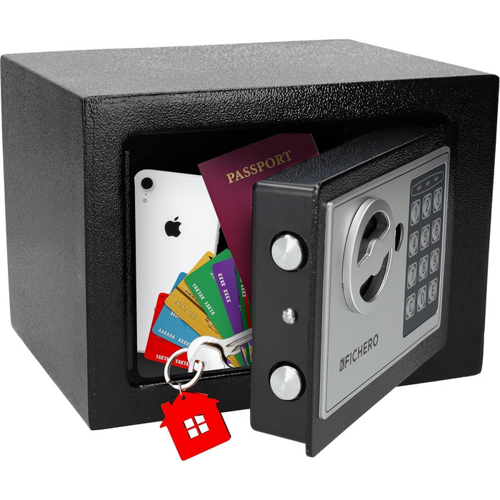 Сталевий сейф Silvergear® Tresor для дому з електронним замком та кодовою панеллю | Сейф для ключів та грошей з 2 ключами