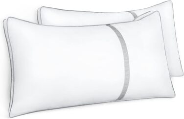 BedStory Pillows 40x80, 2-Pack Pillows 40x80 made of 2x850g Microfiber, Slumber Pillows with Flannel Trim, Suitable for Side Sleepers, Back Sleepers, White 2 Pieces (1 Pack) White 40 x 80
