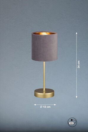 Торшер Fischer & Honsel Aura: класичний дизайн, золото, м'ятний, тканинний плафон, висота 34 см