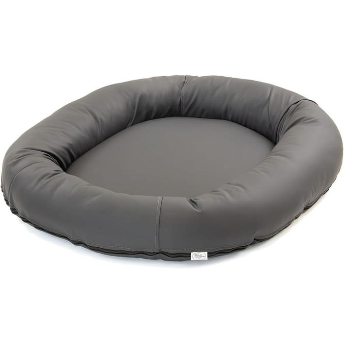 Wallace & Jones | Преміум собаче ліжко Болтон, диван для собак 63x50 см, штучна шкіра, для маленьких собак, прихований блискавка, миється, нековзне, темно-сірий 63 x 50 см, темно-сірий