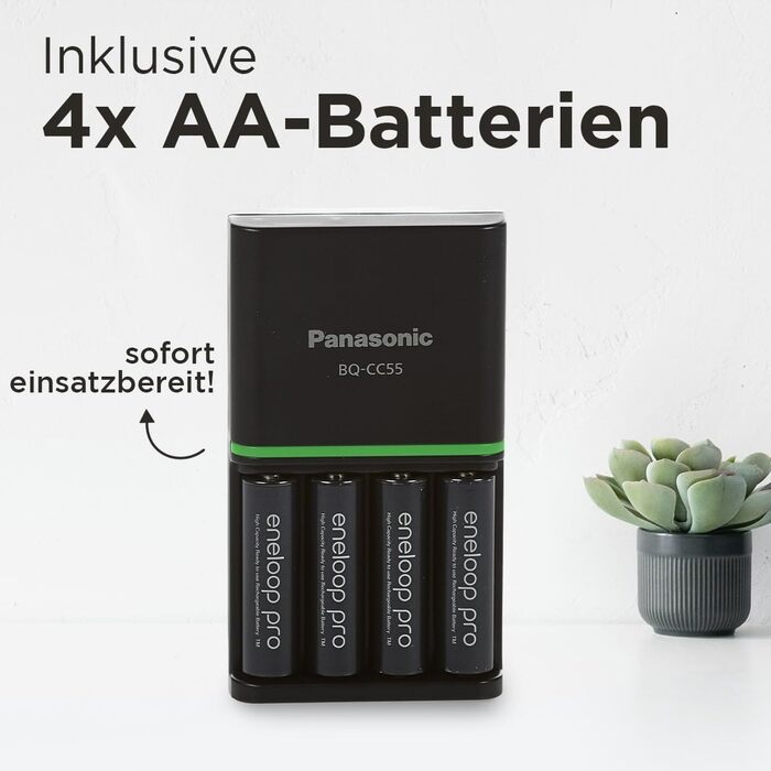 Зарядний пристрій Panasonic Eneloop SmartPlus для AA/AAA Ni-MH акумуляторів + 4 AA акумулятори Eneloop Pro (10 функцій безпеки)