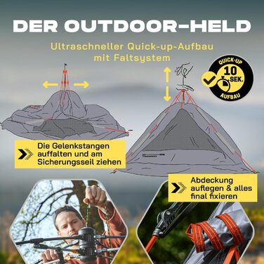 Намет туристичний Lumaland Outdoor Kuppelzelt для кемпінгу, трекінгу та фестивалів, 2-3 особи, 215x195x120 см, зелений (сірий)