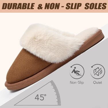 Тапочки зимові для дому та вулиці, теплі з меморі-піною, антиковзкі, для жінок та чоловіків (36.5/38 EU, темно-коричневі)