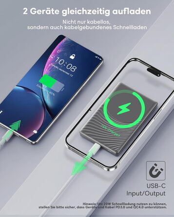 Powerbank Ntaanoo MagSafe 5000mAh з швидкою зарядкою 20W для iPhone 16/15/14/13/12, чорний