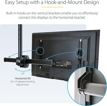 Стельовий кронштейн для телевізора StarTech 32-75 дюймів VESA (FLATPNLCEIL), регульований за висотою, з поворотом та нахилом