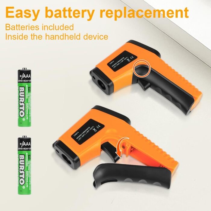 Інфрачервоний термометр HOTUT, безконтактний лазерний пістолет для вимірювання температури -58°F~1022°F (-50°C~550°C), з термометром для м'яса, для приготування їжі/барбекю/промисловості, НЕ для вимірювання температури тіла людини