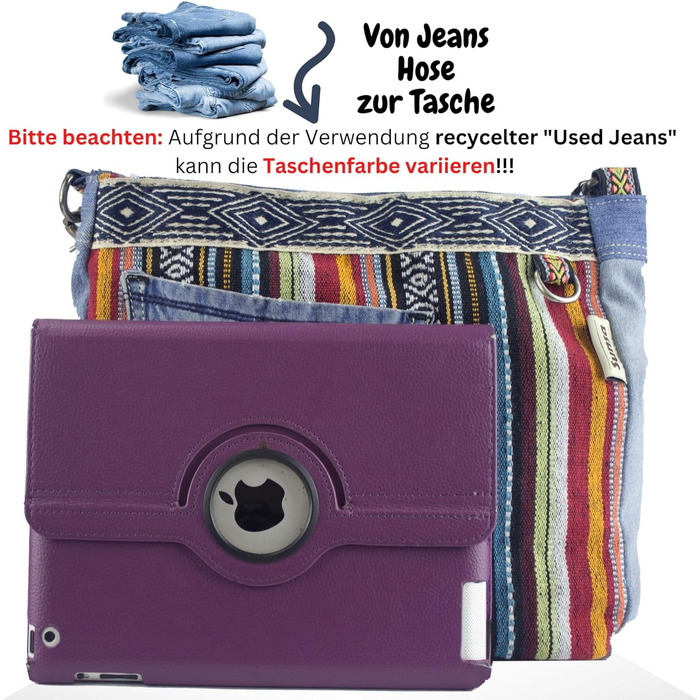 Sunsa Women's Bags Crossbody Bag Handbag Canvas & Jeans. Large Boho Crossbody Bag/Bag Shoulder Bag, Gift Ideas for Women/Girls Sustainable Products (Jeans/Colorful)