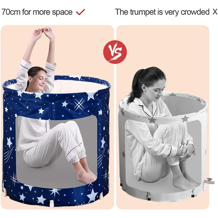 Foldable Bathtub, Foldable Bathtub, Foldable Bathtub, SPA Bathtub, Adult Bathtub, Plastic Bucket, 70x65 cm with Insulating Cotton, Blue Star